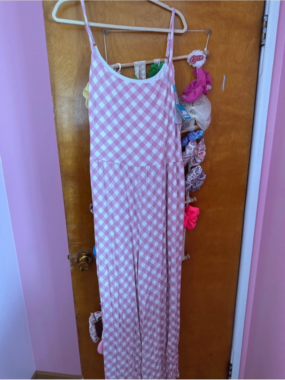 Posh Peanut Pink and White Gingham Jumpsuit